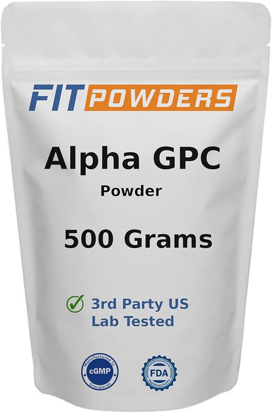 Alpha-GPC Powder 500 Grams, Non-GMO Alpha GPC Supplement Choline Powder, Vegan, Third Party Tested, Pre-Workout, Memory and Focus, with Scoop