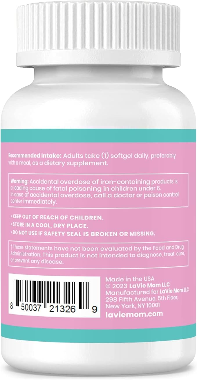 LaVie Prenatal Vitamins with Ginger, DHA, Folic Acid, & Iron - Pregnancy Must Haves for Baby's Brain & Body Development - Non-GMO, Gluten-Free Prenatals for Women (1 Month Supply)