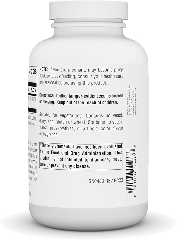 Source Naturals Vitamin E, 400 iu Fat-Soluble Antioxidant - 250 Tablets