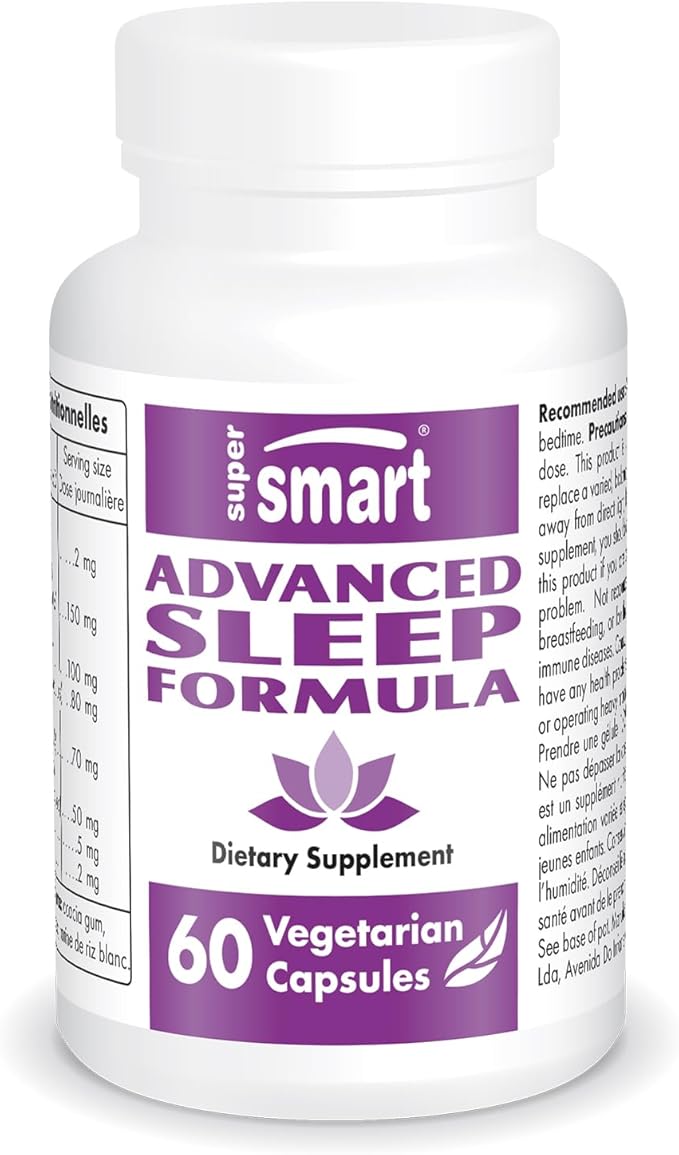 Supersmart - Advanced Sleep Formula (High Strength) - with Melatonin, Valerian Root, California Poppy, Passion Flower, Lithium Orotate | Non-GMO & Gluten Free - 60 Vegetarian Capsules