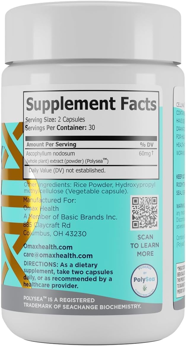 Cellmax - Supports Cellular Health, Clinically Proven, PolySea Seaweed Extract, Antioxidant Protection, Promotes Collagen Production, Boosts Immune Function, Sustainable & Pure Formula