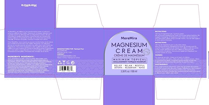 Magnesium Cream for Sleep & Muscle Relief: Topical Night Calming & Deep Relaxation Lotion - Restless Cramps Leg & Joint Care Lotion - Lavender 3.38 Fl. Oz.