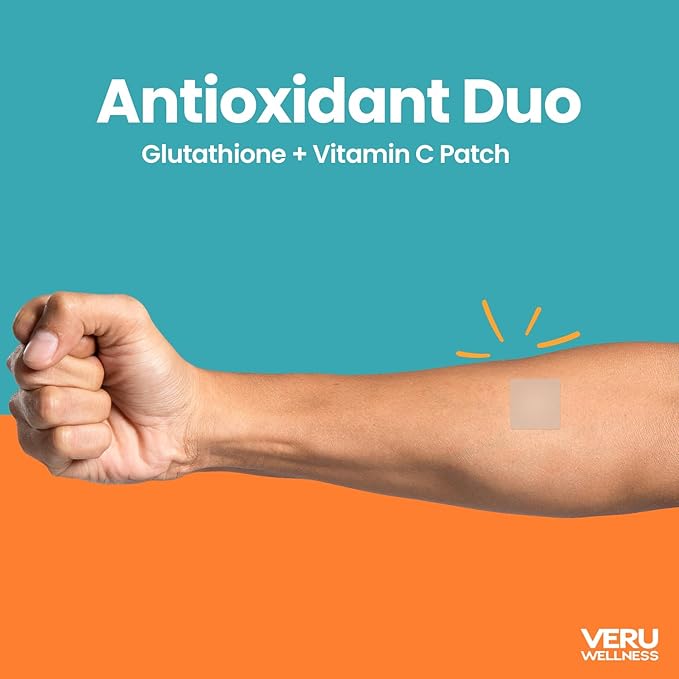Veru Wellness Antioxidant Power Duo Lifestyle Patches C, Glutathione - Self Adhesive Time Release Topical Patch, 8-10 Hours (42 Day Supply)