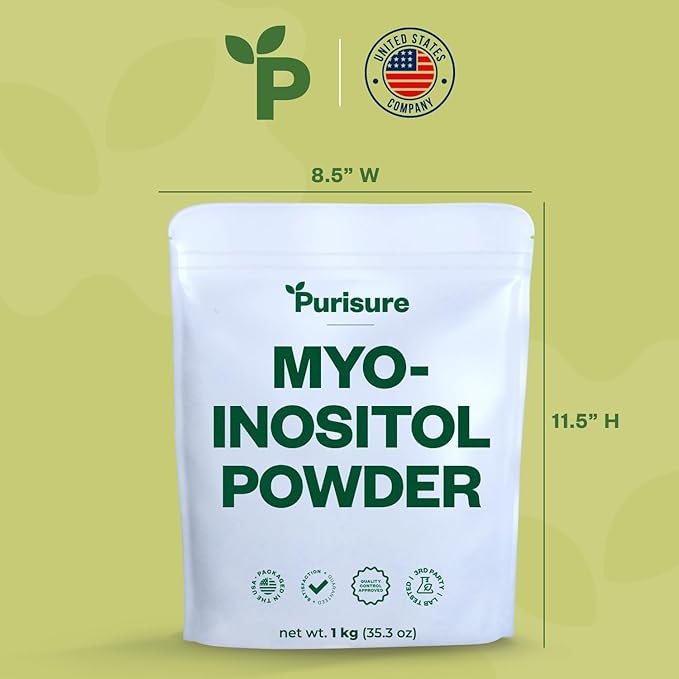 Myo-Inositol Powder, 1 kg, Fertility, Hormonal Balance and Ovarian Support, Pure Inositol Powder, Myo Inositol Supplement to Support Energy and Brain Wellness, Vegan, Non-GMO, 2000 Servings