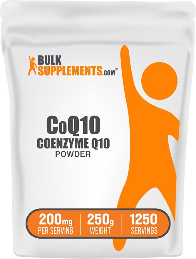 BulkSupplements.com Coenzyme Q10 Powder - CoQ10 Powder, CoQ10 200mg, CoQ10 Supplement - Heart Health Supplements, Gluten Free, 200mg per Serving, 250g (8.8 oz) (Pack of 1)