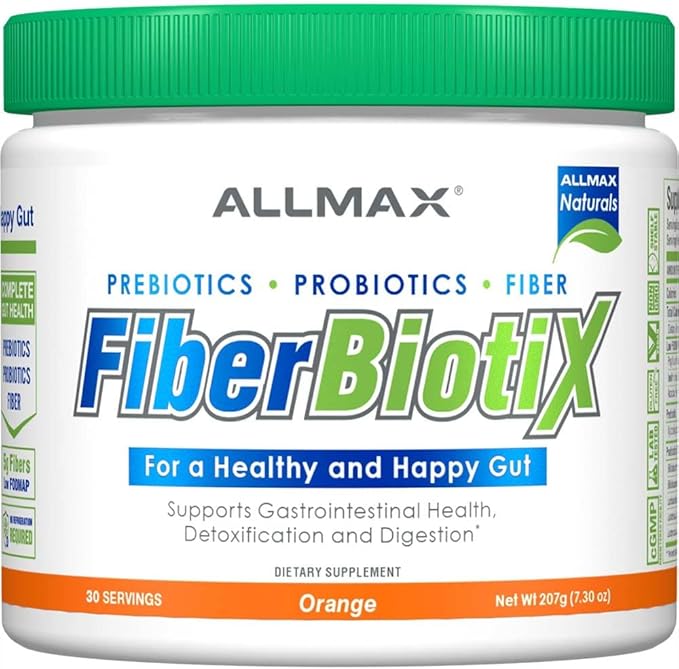 ALLMAX Naturals - FiberBiotix - Supports Gastrointestinal Health, Detoxification and Digestion for a Healthy and Happy Gut (207g, Orange)