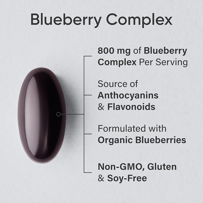 Sports Research Blueberry Capsules - Made from Organic Blueberries with Organic Extra Virgin Olive Oil - Non-GMO & Gluten Free - 60 Liquid Softgels
