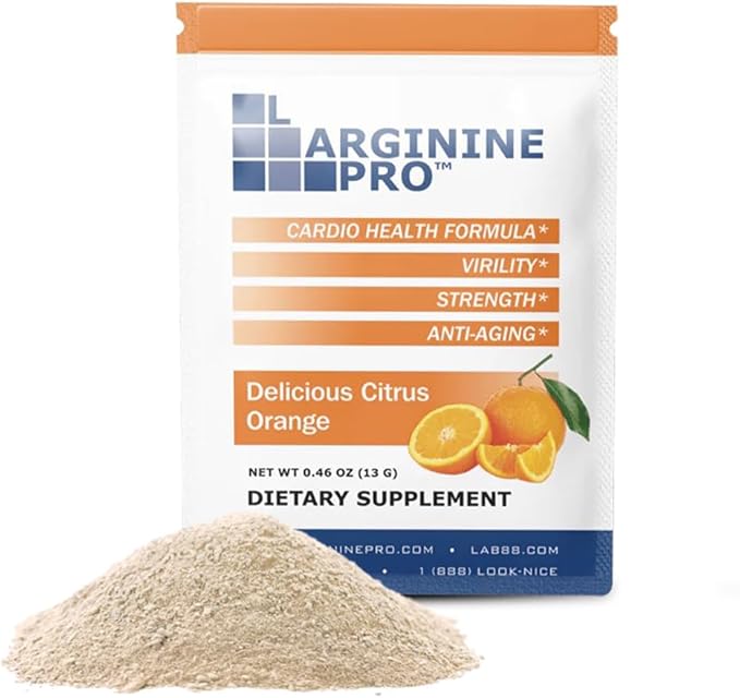 L-ARGININE PRO Supplement Powder | 60 Packets Single Serve Travel Size | 5,500mg of L-arginine Plus 1,100mg L-Citrulline