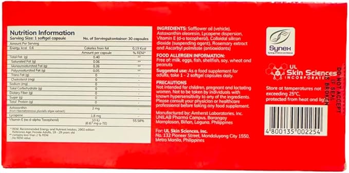 Myra Utimate with Astaxanthin, Lycopene and Vitamin E, 30 Softgel Capsules