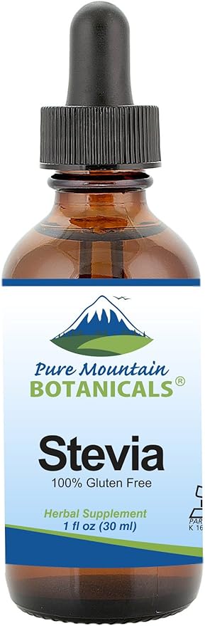 Pure Mountain Botanicals Liquid Stevia Drops - Natural Sweetener - Concentrated Sugar Free Substitute Diabetic Friendly Ideal for Keto Low Carb and Vegan Diet Great Addition to Weight Loss Program