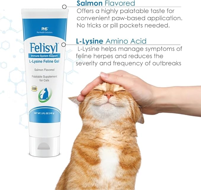L-Lysine Gel for Cats (5oz) – Supports Immune, Respiratory, and Eye Health. Eases Sneezing, Runny Nose, and Watery Eyes. Tasty Salmon Flavor - Made in The USA (2 Pack)