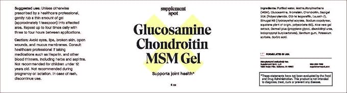 Glucosamine Chondroitin MSM Gel (4 oz) - with Glucosamine, Chondroitin, MSM & Bromelain to Support Joint Health– for Women & Men (90 Day Supply)