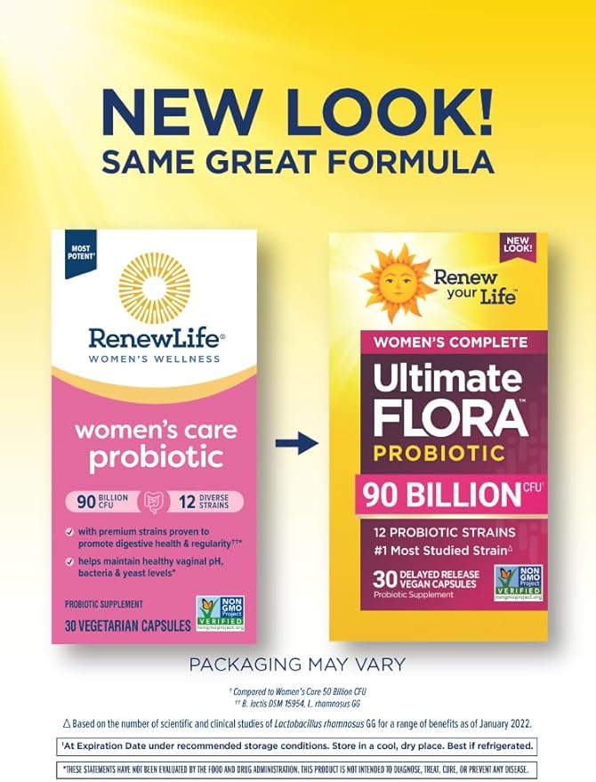 Ultimate Flora Probiotics for Women 90 Billion CFU Delayed Release Vegan Capsules | Vaginal | Digestive Health | Immune Health | Dairy Free | 30 Count