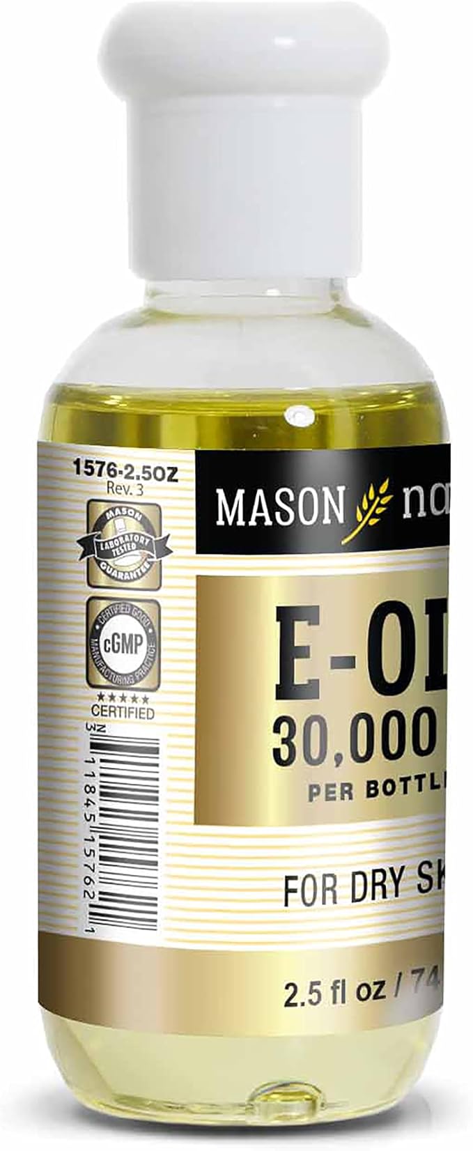 MASON NATURAL Vitamin E Oil, 30000 iu, Suitable for Vegetarians, Use Topically to Help Moisturize Dull, Dry Skin or Take as Dietary Supplement for Antioxidants and Anti-Aging Benefits, 2.5 Fl Oz