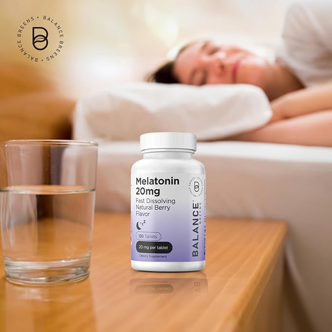 Melatonin 20mg Fast-Dissolve, 120 Tablets β Natural Sleep Aid for Restful Nights, Drug-Free Support for Relaxation and Tranquility