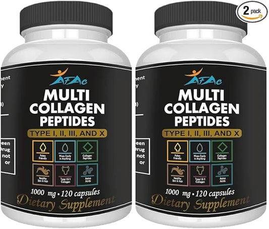 2-Pack Multi Collagen Plus Pills (Type I, II, III, X) for Anti-Aging, Hair, Skin, Nails and Joint Support, 80 Day Supply 240 Capsules