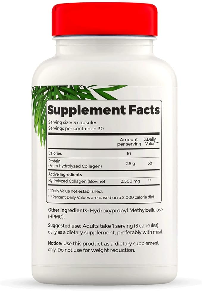 Full Life Hydrolyzed Collagen and Moringa Oleifera Capsules - Dietary Supplements - Bovine Collagen Pills for Women and Men, Gluten-Free - Veggie Capsules