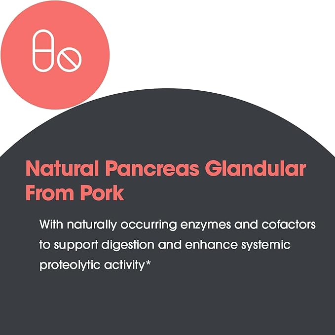 Allergy Research Group Pancreas Pork Supplement - Pancreas Natural Glandular, 425mg Pancreatic Enzymes, Digestive Enzymes Amylase, Protease - 60 Count