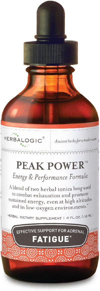 Peak Power Liquid Herb Drops - Stimulant-Free Natural Energy Formula to Combat Adrenal Fatigue & Improve Physical Stamina - Contains American Ginseng & Astragalus - 4 Fl. Oz.