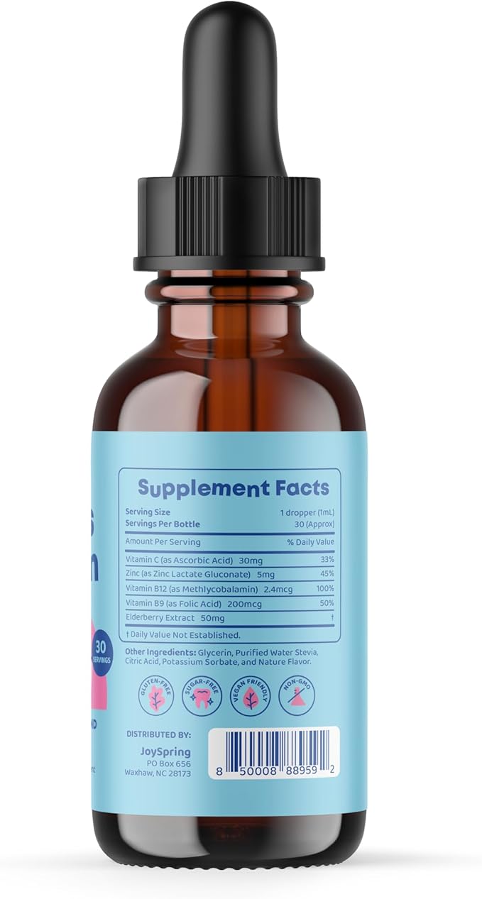 JoySpring Focus Support for Kids – Organic Blend of B9, B12, Zinc & Vitamin C – Brain Health & Attention Supplement for Kids
