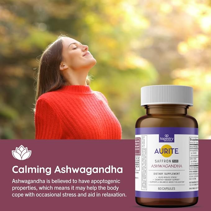 Saffron Supplement | Stress Management, Herbal Mood Support, Long-Term Memory, for Women & Men. (60 Count (Pack of 1), Saffron + Ashwagandha)