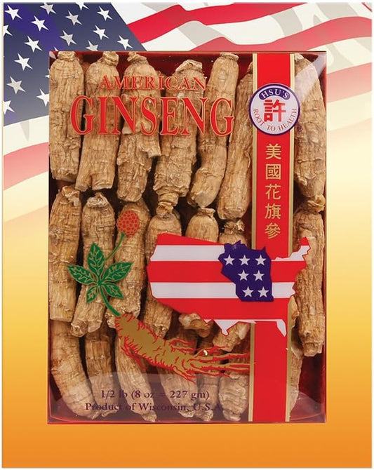 SKU #0131-8, Hsu's Ginseng Half Short Large Cultivated American Ginseng Roots (8 oz = 227 gm/Box), 0131-8, 0131.8