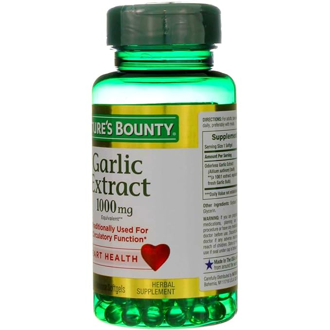Nature's Bounty Garlic Extract 1000 mg, 100 Rapid Release Softgels (Pack of 2)
