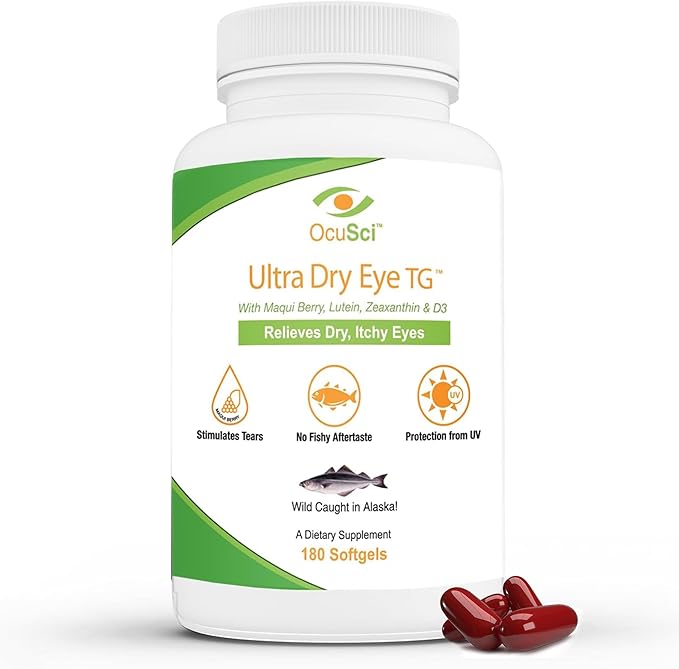 Formulated for Dry Eyes - 1700mg Triglyceride Omega-3 + EPA & DHA, Lutein,Zeaxanthin, B12, D3-60 Servings (Ultra Dry Eye, UDETG - 2 Month)