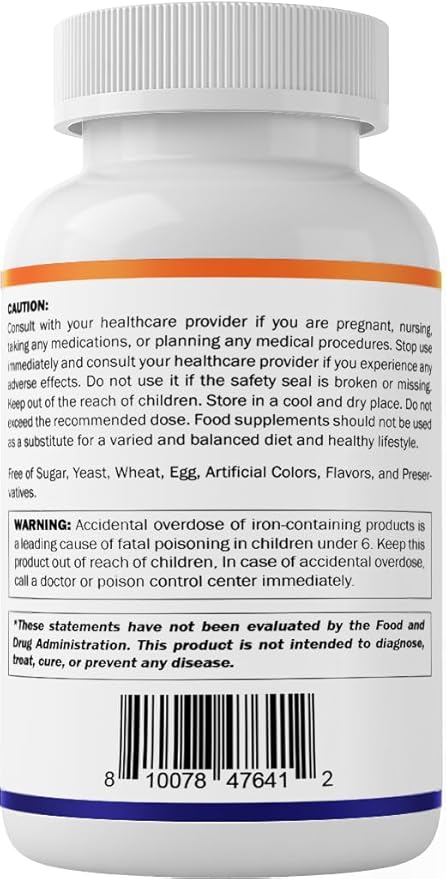 Vitamatic Carbonyl Iron 65 mg with Vitamin C – Gentle Iron Supplement for Energy & Immune Support – High Absorption – 120 Tablets