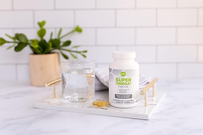 SFH Super Omega 3 Fish Oil Capsules Highly Concentrated 2000mg Omega 3 | Sustainably Sourced Alaskan Pollock Fish Oil for Heart Joint Brain Health (Capsule, 90ct)