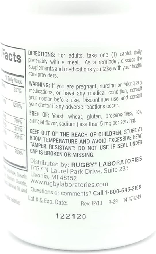 Rugby Vitamin B Complex with Vitamin C Vitamin Supplement 130 Caplets