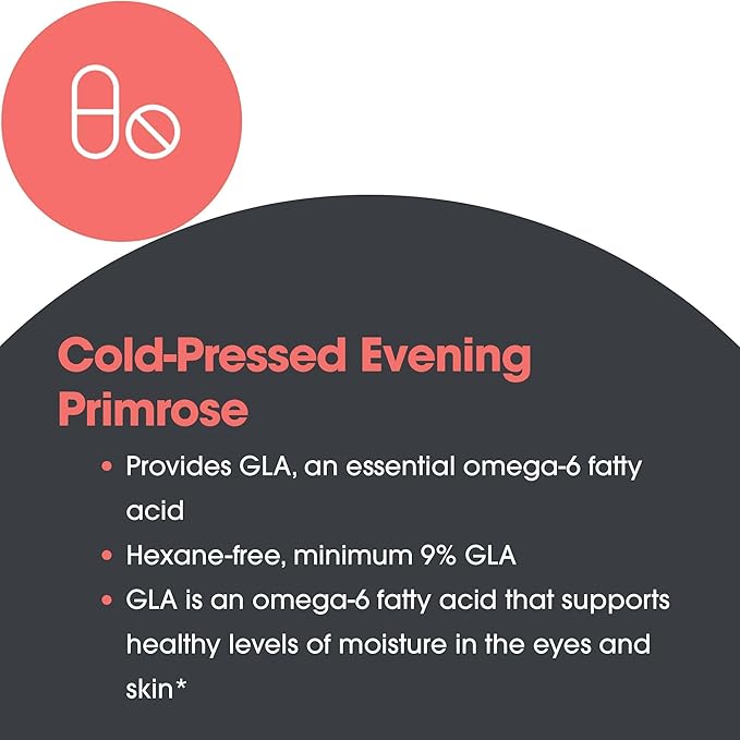 Allergy Research Group EPO - Evening Primrose Oil for Men & Women, for Dry Eyes, Omega-6, GLA Gamma-Linolenic Acid, 500mg Supplement - 120 Count