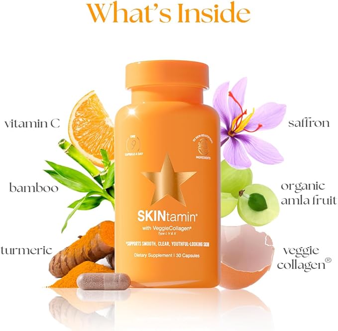 HAIRtamin SKINtamin Vegetarian Collagen Pills | Best Collagen Supplements for Women to Support Skin Firmness and Wrinkles | Skin Supplement Formulated to Help Reduce Blemishes (3-Pack)