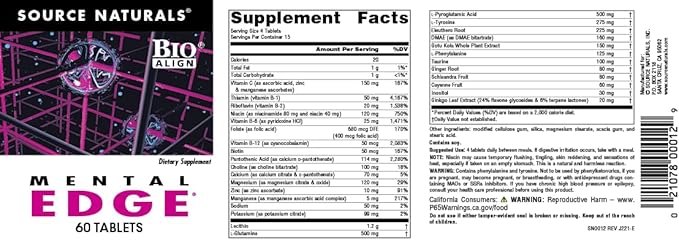 Source Naturals Mental Edge - Brain Boosting Supplement* - 60 Tablets