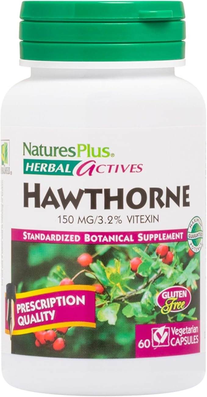NaturesPlus Herbal Actives Hawthorne 150 mg - 60 Vegetarian Capsules - Supports Heart Health - Gluten Free - 60 Servings