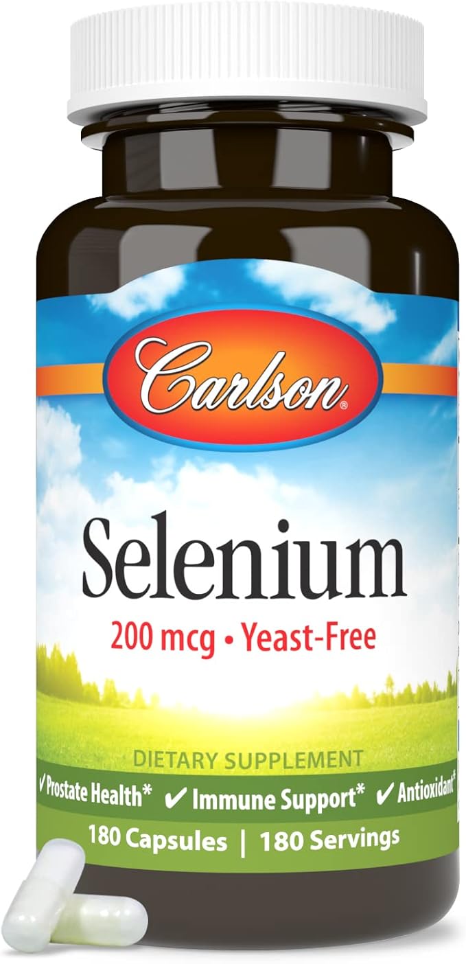 Carlson - Selenium, 200 mcg Yeast-Free, Prostate Health & Immune Support, Antioxidant, 180 capsules