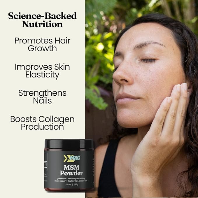 MSM Powder - 100% Organic Sulfur Crystals for Joint Support, Muscle Recovery, Skin Health, Nail & Hair Growth - Lab Tested - 83 Servings (250g)