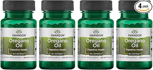 Swanson Oregano Oil 10:1 Extract - Natural Supplement Promoting Digestive Health & Respiratory Support - Supports Gastrointestinal System & Urinary Tract Health - (120 Softgels, 150mg Each) (4 Pack)
