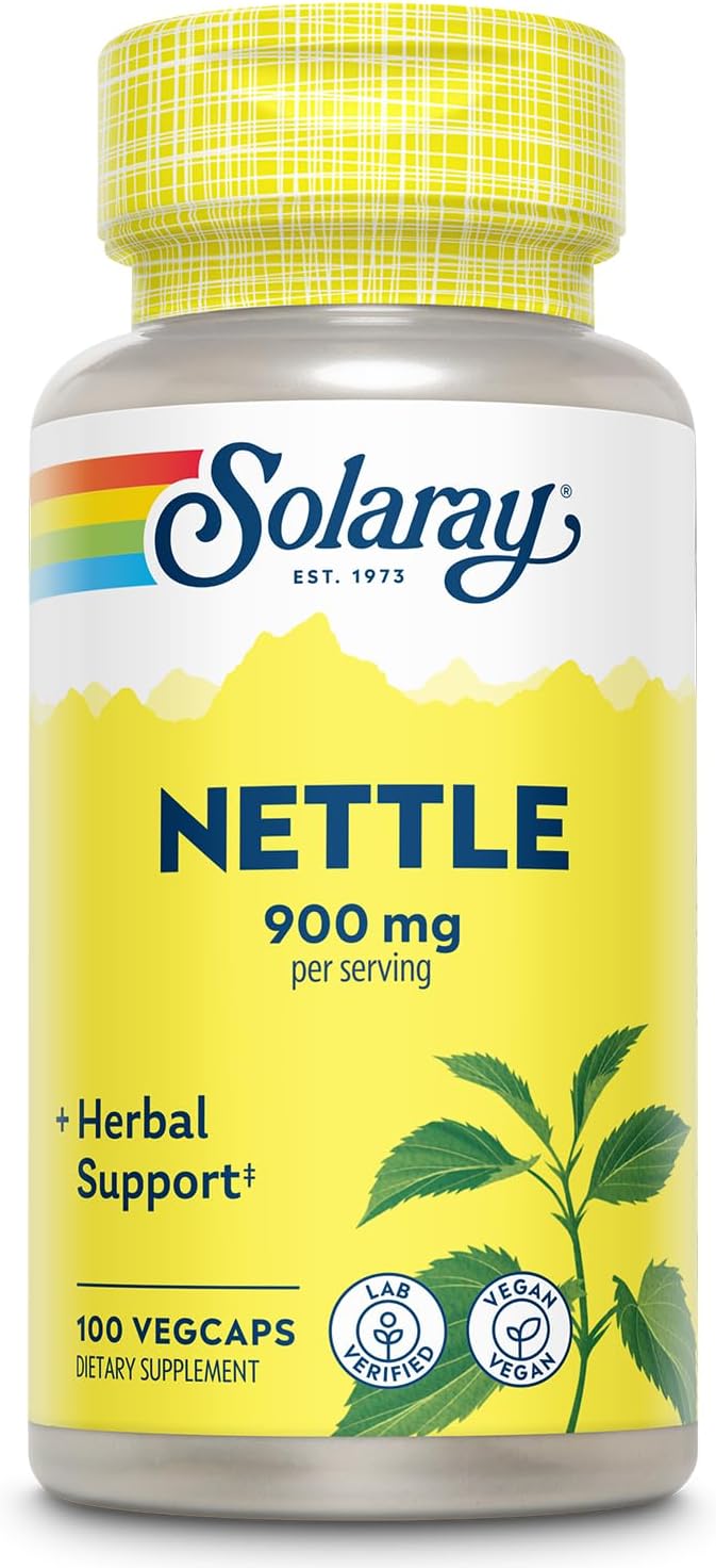 SOLARAY Nettle 900 mg - Organic Nettle Leaf Supplement - Kidney, Urinary, and Prostate Support - Traditional Use for Allergy Response and Respiratory Wellness - Vegan - 50 Servings, 100 VegCaps