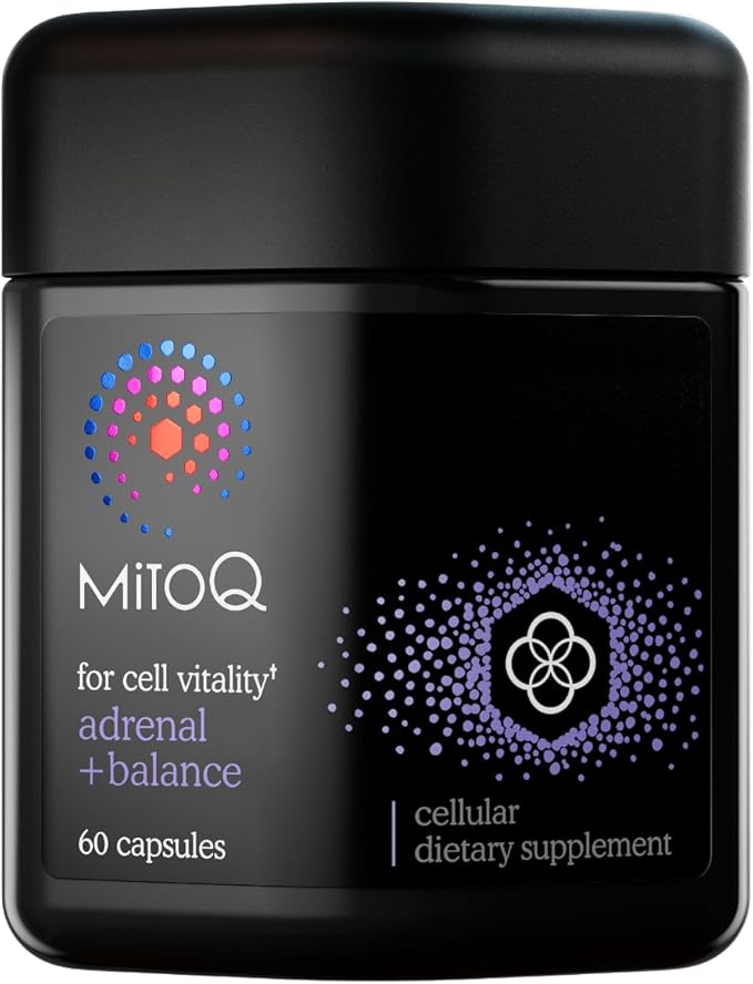 MitoQ +Balance | Sensoril Ashwagandha, Rhodiola & Maritime | Support Balanced Cortisol Levels, Stress Management, Restorative Sleep & Cell Health (60 Capsules)