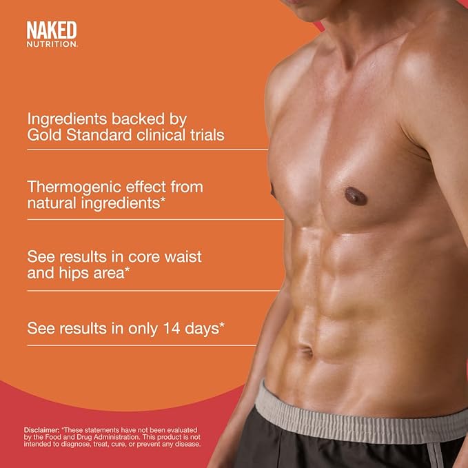 NAKED Metabolism Booster & Thermogenic Fat Burner for Men & Women - Weight Loss Pills for Women - Belly Fat Burner with Gold Standard Clinical Trial - Appetite Suppressant for Weight Loss for Women