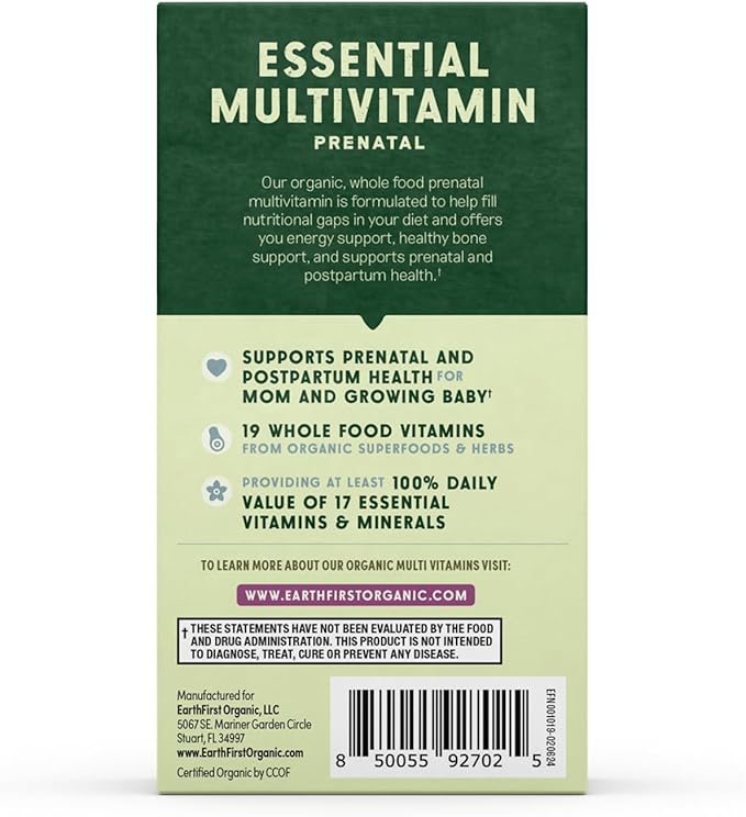 Prenatal Once Daily Multivitamin for Women for Conception, Pregnancy, Postpartum & Breastfeeding, Folate, Iron & Organic Whole Food Blend, 30 Count