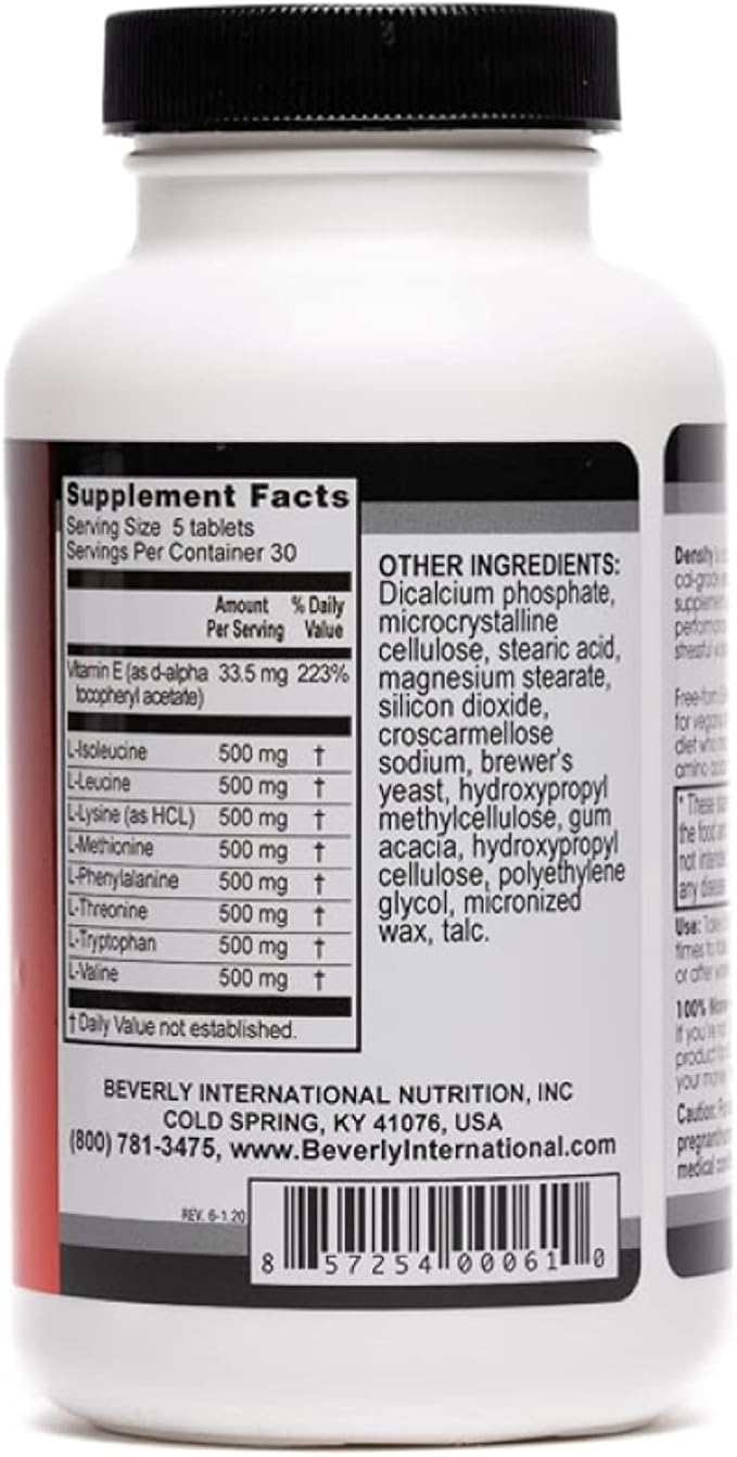 Beverly International Density, 150 Tablets. Essential Amino Acids (EAAs). Boost Your Body's EAAs and Build Muscle Easier with Density. Complete and Balanced Formula. Unlock Your Vegan Potential