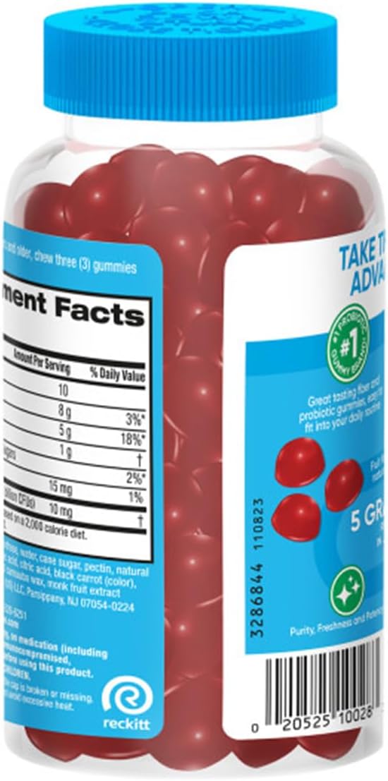 Digestive Advantage Prebiotic Fiber Supplement Strawberry Flavor Gummies with Probiotics for Women & Men Digestive Health, Adults Regularity and Gut Health, 60 Count (2 Pack)