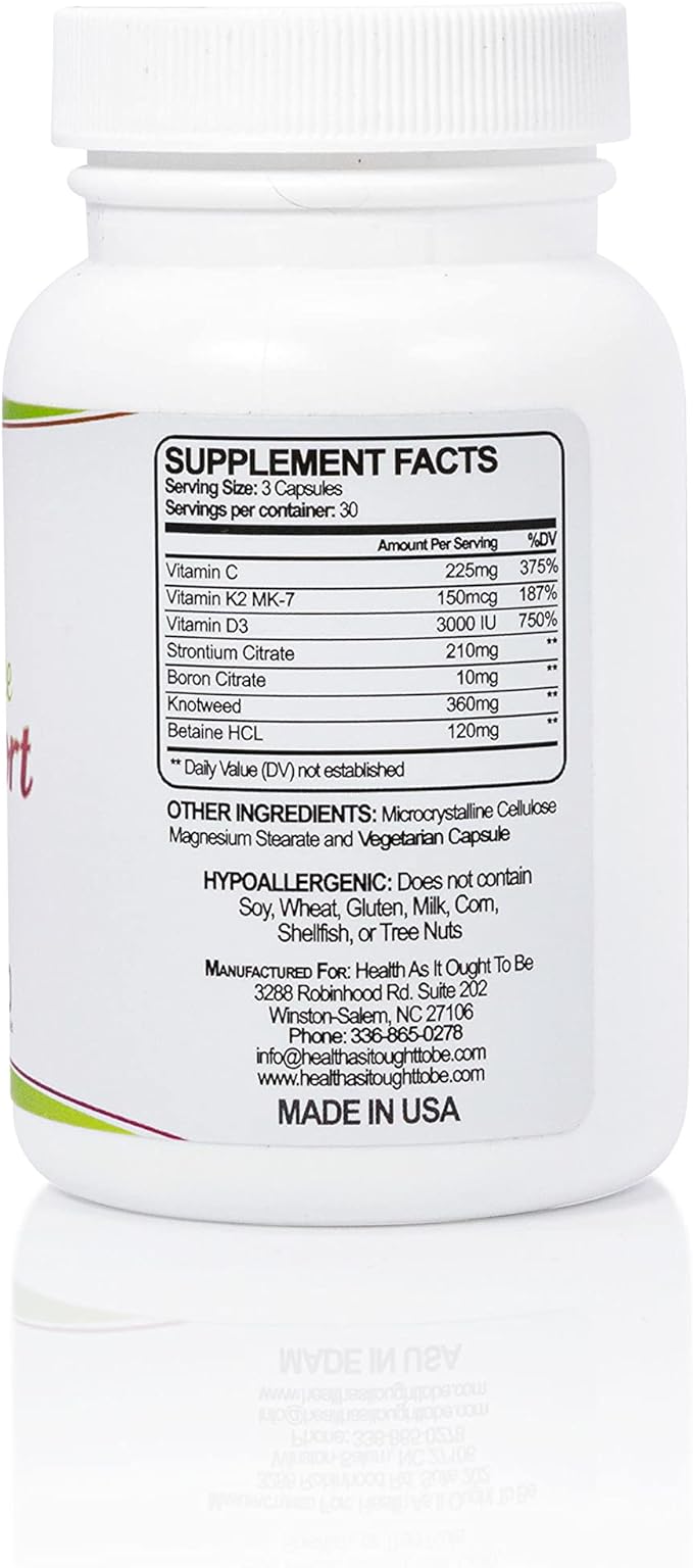 Health As It Ought To Be Calcium Free Bone Support Supplement | Ultimate Bone and Cardiovascular Protection | 90 Capsules