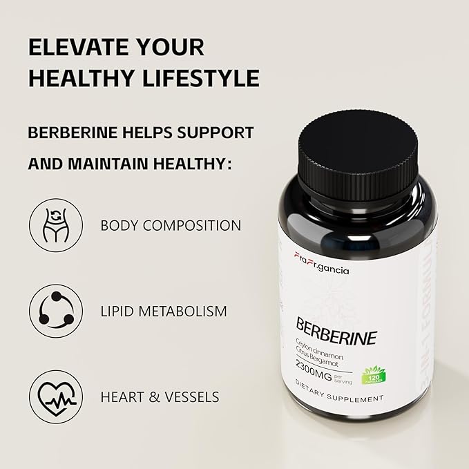 Berberine Supplement 2300MG with HCI & Ceylon Cinnamon, Premium Berberine Capsules for Health Support, Advanced Formula for Men and Women- 120 Capsules