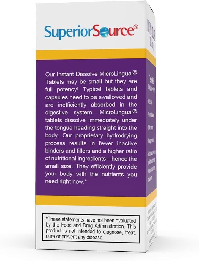 Superior Source Methyl Folate 1,000 mcg - Folate Supplement for Women & Men - Methylated Folate Supplement Supports Healthy Nervous System & Red Blood Cells - 60 Sublingual Dissolving Tablets