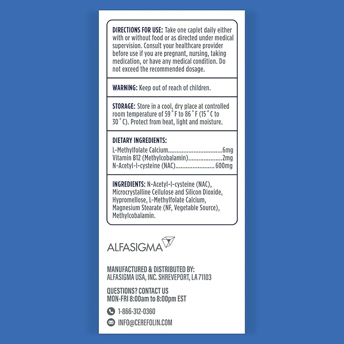 Brain Wellness, Targeted Nutrition for Cognitive Support, Improves Memory, Focus & Concentration, L-Methylfolate, NAC, B12, Neurologist Recommended (60 Count)