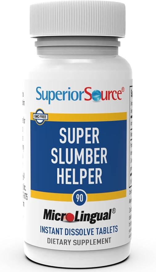 Superior Source Super Slumber Helper - Melatonin Supplement with L-Theanine & Chamomile Flower Powder - Supports Healthy & Natural Sleep with Valerian Root Powder & GABA - 90 Instant Dissolve Tablets