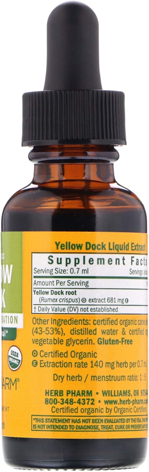 Herb Pharm Yellow Dock Liquid Extract for Digestive System Support - 1 Ounce